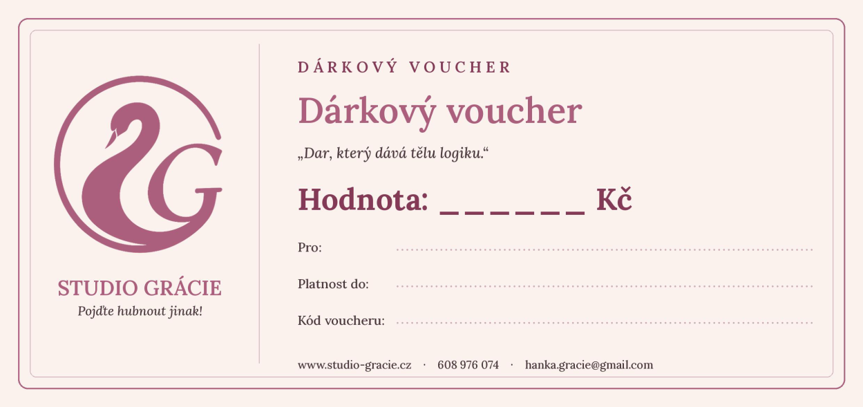 Ukázka dárkového voucheru Studio Grácie